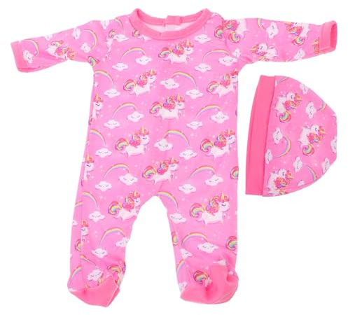 Abaodam Doll Romper with Hat Doll Outfit for 16-18 Inch Dolls Cartoon Print Clothes for Dress up Decoration Romper Reborn Baby Clothes Gift for Kids