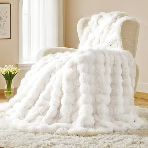 Chingcoo Kuscheldecke Kaninchen Plüsch Decke Super Soft Wohndecke, Dick Flanell Decke, Couchdecke