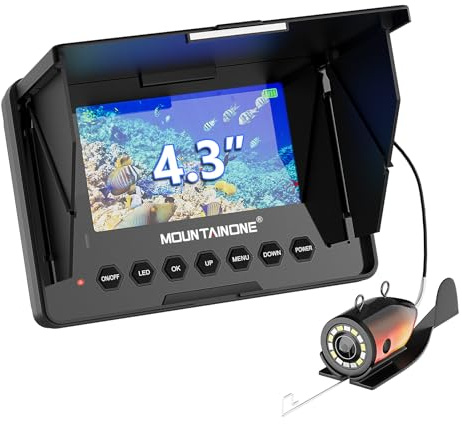 Fishfinder con Pantalla IPS de 4,3” Cámara de Pesca Submarina con Visión Nocturna, Localizador de Peces IP68 Impermeable, Batería 8500mAh, Portátil 1200TVL HD para Pesca en Hielo, Lago y Mar (30M)