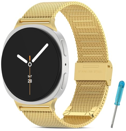 WindRen Metallarmband kompatibelt med Samsung Galaxy Watch 8 40 mm, 44 mm/8, klassisk, 46 mm, guld rostfritt stål sport justerbara ersättningsarmband
