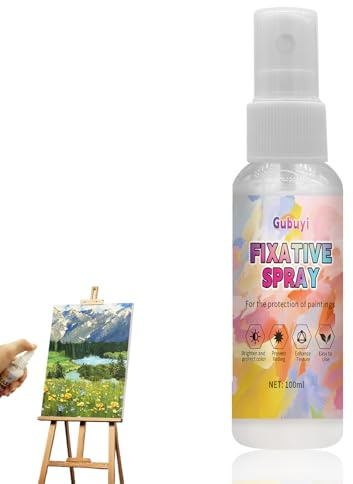 Gubuyi 100ml Fissativo per Pastello, Vernice Lucida Trasparente, Vernice Fissativa, ad Asciugatura Rapida, per Carbone, Matita, Pastello, Acquerello, Guazzo