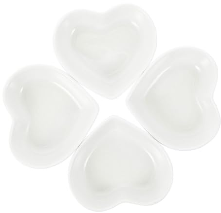 WEKADRIN 4 pezzi Piattini Ceramica Forma di Cuore per Salse e Condimenti Ciotole Piccole per Antipasti Design Delicato e Facile da Pulire per Snack e Vassoio Portata Riutilizzabile