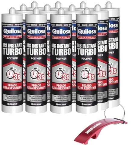 Quilosa MS Instant Turbo, Adhesivo Polímero Profesional, Blanco, 280ml, Ultra Resistente, Pegado Instantáneo en 3 Segundos, Resistente al Agua, para Carrocería Industrial y Construcción