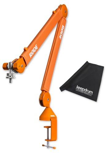 Rode PSA1+ Plus Table Microphone Arm Articulated Arm Orange with Keepdrum Microfibre Cloth