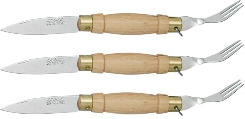 IMEX EL ZORRO 54060 - Navaja con Tenedor INOX Hoja 6 Cms., Color marrón, 6 cm (Paquete de 3)