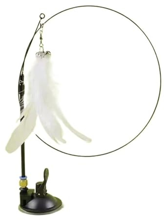 HLGDSWO Teaser for gatti a forte ventosa con campana su asta lunga, giocattolo staccabile for gatti(White suction cup)