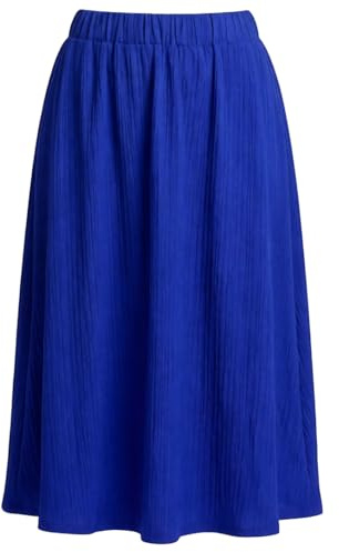 Van Der Rich ® - Falda de Verano Acampanada de Talle Alto en Tejido Estructurado Estilo Midi - Mujer (Azul Real, L-XL)