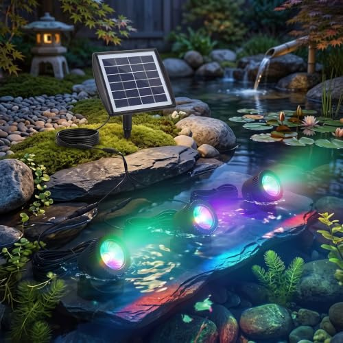 Tomshine Lumière Piscine Solaire Sous L'eau 3 Spots RGB IP68 Bassin