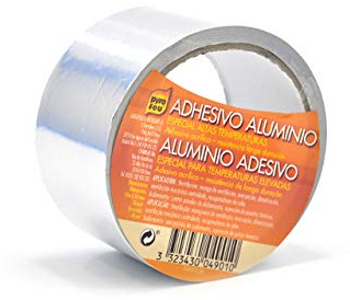 Pyrofeu 24901-24 – Cinta adhesiva de aluminio 50 mm ancho x 10 metros longitud x 40 micras espesor | Adhesivo acrílico resistente hasta 110 °C | óptima para ventilación, climatización, aislamiento