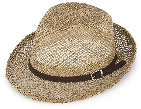 fiebig Trilby Sea Grass for Women & Men | Sunhat Made of 100% Straw | Summerhat with Imitation Leather Band in Many Sizes (57-M) Natural