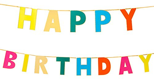 Talking Tables 1er Regenbogen Girlande Partyartikel Happy Birthday Deko 3m lang vielseitig einsetzbare Hängegirlande für Feiern Größe 3m