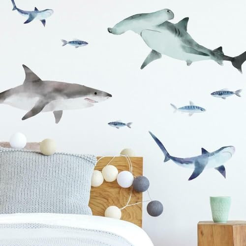 RoomMates RMK4311SCS Sharks Peel and Stick Wall Decals