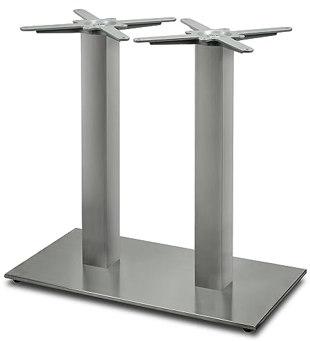 Dublino Doppel Tischgestell | Premium | PD7092inox | INOX | Edelstahl Esstisch Tischbein | Höhe 73 cm | 31 kg | Bodenplatte 70x45 cm | max. Tischplattengröße 160x80 cm