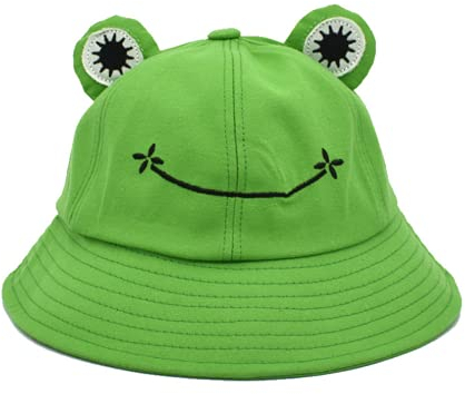 beifon Fischerhut Frosch Bucket Hat Damen Frosch Sonnenhut Buckethut Anglerhut Unisex Eimerhut Faltbar Outdoor Hut Sommermütze Kopfbedeckungen für Camping Wandern Angle Grün