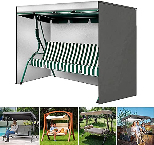 MeTikTok Hollywoodschaukel Pergola-Sonnendach, 3 Sitzer Abdeckung Für Hollywoodschaukeln Oxford Wasserdicht Winddicht Sonnendach Schutzhülle Schaukel Markisen Sonnenschirme,Grau,223x153x183cm