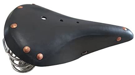 TentHome Retro Sattel Fahrradsattel Classic Line Ledersattel Trekking-/Tourensattel Leder Fahrradsitz mit Federung Schraubenfeder und Messing Nieten Vintage Federsattel