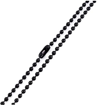 Homxi Kette Männer,Kugelkette 3mm Herren Kette 50 cm Kugel Kette Halsketten für Herren Edelstahl Ketten Männer Schwarz