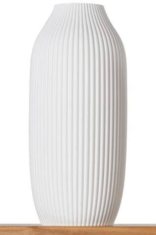 3D Vase Dekovase Stella XL 38cm Bodenvase Weiß Deko Vase Pampasgras Trockenblumen