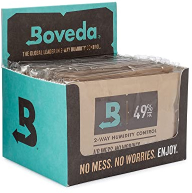 Boveda Hohe Saugfähigkeit 49% Zwei-Wege-Feuchtigkeitskontrollpacks für Musikinstrumente in extremer Luftfeuchtigkeit - 12er Pack - Größe 40