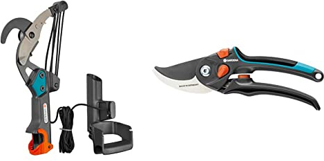 Gardena combisystem-Bypass-Baumschere: Astschere mit 5-fach Rollenübersetzung für kraftsparendes Schneiden von Ästen bis 35 mm Durchmesser & Gartenschere stufenlose Grifföffnung (8905-20), 24mm (S-XL)