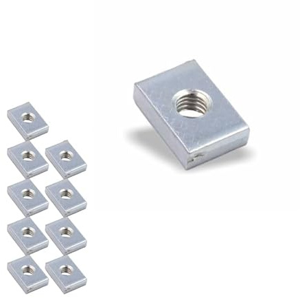 Nutenstein | Gewindeplatte 15x10x4 mm M5 Gewinde mittig | Stahl blau verzinkt (10 Stück)