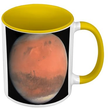 Tasse in Premiumqualität, gelb – Planete Mars Astronomie Weltraum Stern – Tasse mit Henkel und farbigem Innenfutter