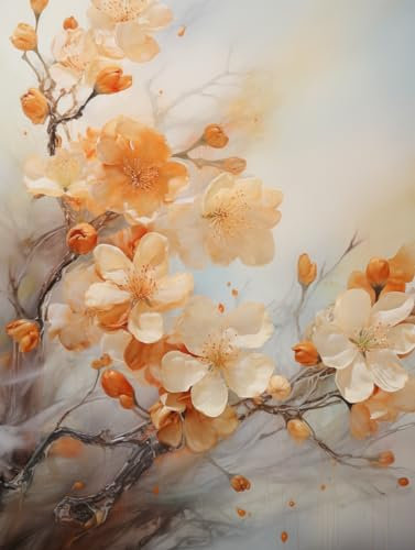 Taxpy Quadri astratti moderni Ramo di fiori di pesco in fiore,40 * 60cm soggiorno dipinti bagno poster da parete immagini stampe per camera da letto cucina casa decorazione della parete