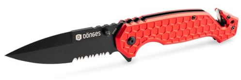 Dönges Rettungsmesser Kugelgelagert - Feuerwehrmesser mit Gurtschneider & Glasbrecher - Rescuemesser mit Gürtelclip Ideal für Outdoor, Notfälle, Feuerwehr, Camping & Survival