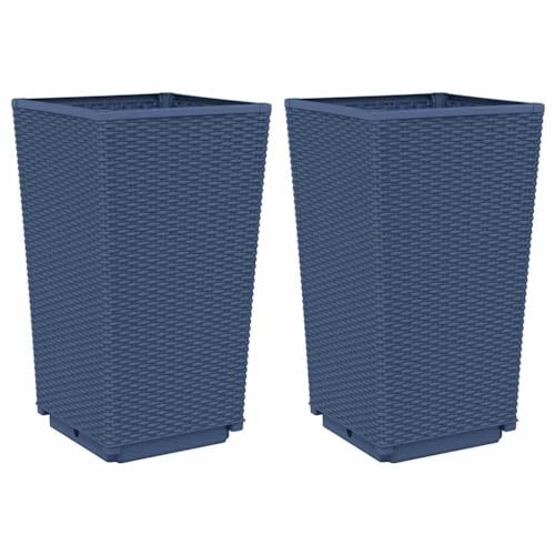 vidaXL Jardinières 2 pcs, Bacs à Fleurs, Pots à Plantes, Boîtes à Fleurs Jardin Terrasse Patio Extérieur, Bleu Gris 32,5x32,5x57 cm PP