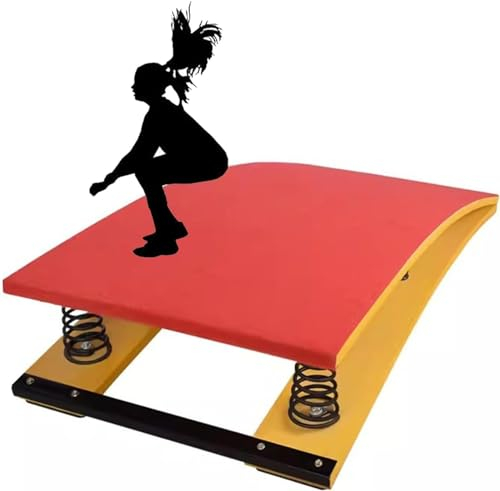 Gymnastik-Sprungbrett, Rutschfestes Sprungbrett, Robustes, Gebogenes Profi-Sprungbrett, Stahlfeder Und Sprungpolster, FüR Junior Teenager- Jugendturner, Gymnastik-Sprungbrett(red,6Springs120x60)