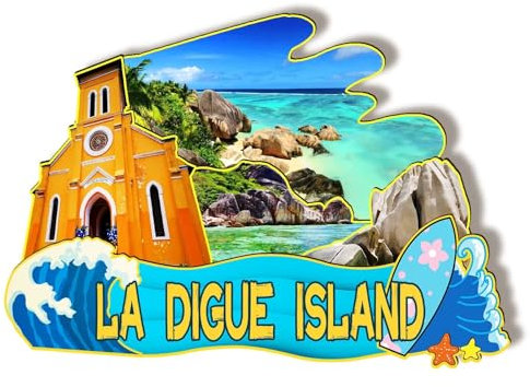 Orlaybar La Digue Island Seychellen, dekorativer Magnet, 3D-Kühlschrank, Stadt, Reise, Souvenir, Touristengeschenke, handgefertigtes Handwerk, Kühlschrankmagnet, Heimdekoration -1160
