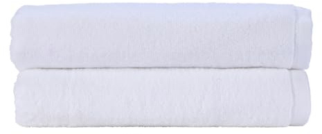 Christy Cirrus Lightweight Bath Towels | Set of 2 | Quick Dry | Super Soft and Fluffy | Lightweight Bathroom Shower Towels | 100% Cotton | White