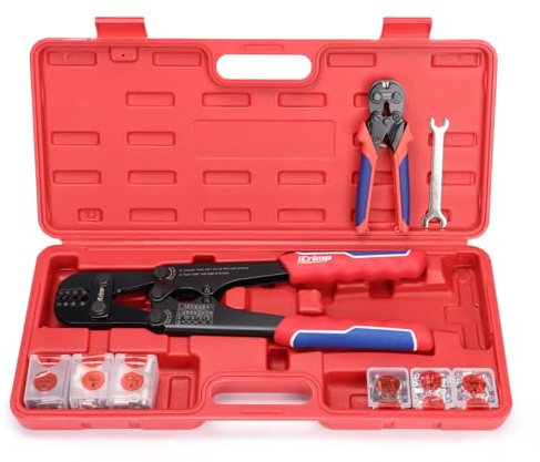 iCrimp Wire Rope Crimping Tool Kit with Swager, Cutter and Aluminum Loop Sleeves 3/64'',1/16'',5/64'', 3/32'',7/64'',1/8'', for Mono Fishing Line,Cable Railing, Sling