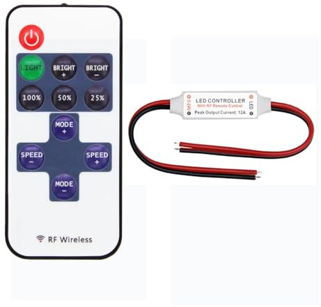 Cleiscry Dimmer monocolore, per strisce LED, controller mini dimmer RF telecomando DC 5 V 12 V 24 V controller per LED