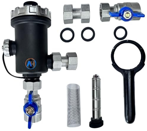 AQUA HEATING Filtre Magnétique 3/4 DN21 Chauffage 9000 Gauss H20034 | Séparateur de saleté magnétique, systèmes de chauffage fermés, filtration sable et rouille, pose horizontale ou verticale
