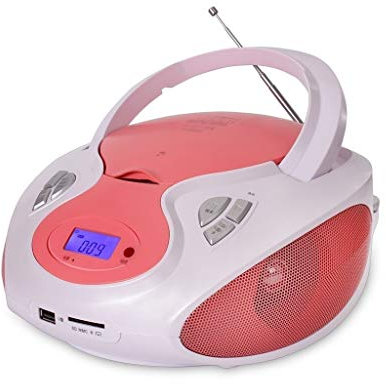 Player Boombox portatile Lettore CD con radio, ingresso AUX da 3,5 mm, jack per cuffie, telecomando macchina di apprendimento della macchina LCD Schermo LCD Macchina per l'educazione prenatale Lettore