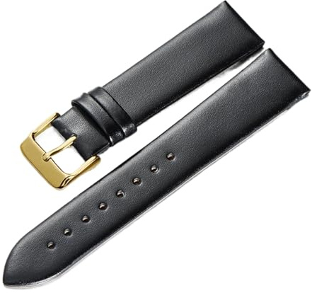 Chlikeyi Armband 13–24mm, ultradünn, Leinwandbindung, Ersatz-Uhrenkette für Damen, Schwarzes Gold, 22mm