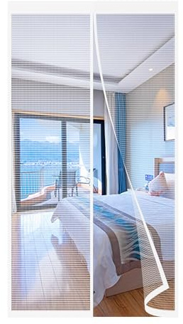 Magnet Fliegengitter tür Vorhang 210x245cm einfach zu montieren Ohne Bohren,für Holz,Eisen,Aluminium Türen und Balkon,Anpassbare Weiß