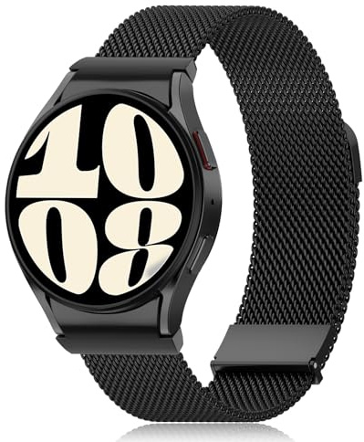 Tuocal 20mm Armband Kompatibel mit Samsung Galaxy Watch 7 6 5 4 Armband 40mm 44mm, No Gap One-Click Metall Milanaise Edelstahl Ersatzband für Galaxy Watch 6 Classic/5 Pro/4 Classic