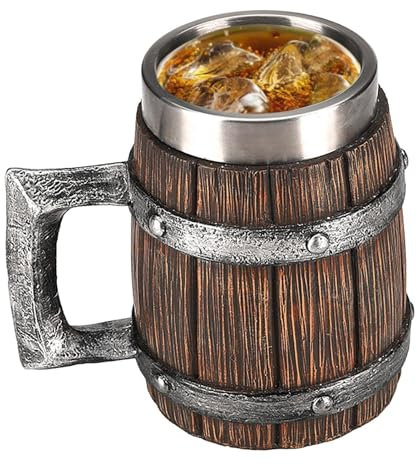 Taza vikinga para hombre - Jarra de cerveza vikinga de madera 600ml - Jarra vikinga Jarra de cerveza Jarra de cerveza Jarra de enfriamiento para café Jarra de cerveza vikinga Decoración de fiesta