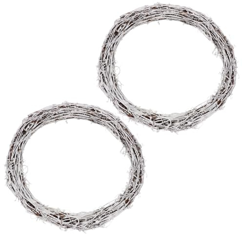 ABOOFAN 2PCS Wicker Wreath Ring Natural Grapevine Wreath Base for DIY Christmas Craft, Front Door Wall Hanging, Wedding Party Decors