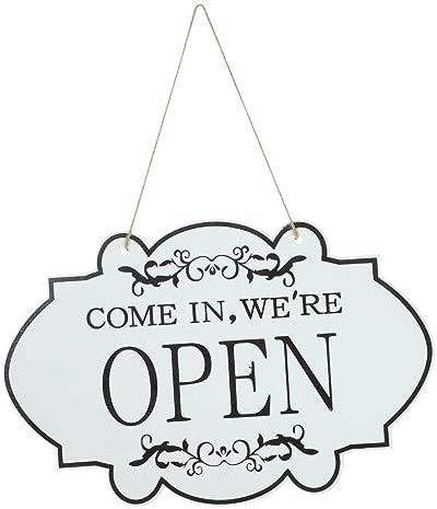 STOBAZA Letrero De Doble Cara Abierto y Cerrado Para Puerta, Colgante De Madera white, Decoración Vintage Para Negocios y Cafeterías, Señal De Tienda Interior y Exterior, Fácil De Colgar