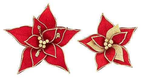 BCOATH 2stücke Künstliche Weihnachtsblumen Goldene Dekoration Für Weihnachtsbaum Und Kranz Für Festliche Anlässe Und Heimdekoration