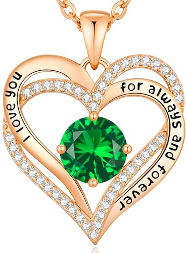 CDE Necklaces for Women Birthstone Pendant Sterling Silver Love Heart | Jewellery Gifts for Wife Her Girlfriend Mum Anniversary Birthday Mothers Day Christmas Valentine's Day
