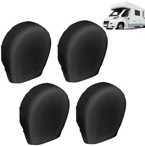 4Pcs Tire Covers, Outdoor Black Waterproof and Dustproof Heavy Duty Tire Cover, Anti-UV wheel tire cover for RV Trailer Camper Truck Motorhome, Universal Fits 24to 32 Tire Diameter
