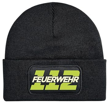 NIMAMA Mütze Beanie 112 Feuerwehr Wintermütze Statement Spruch Print Geschenk Unisex Strickmütze für Jungen und Mädchen-Navyblau