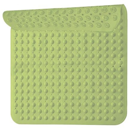 Alfombra de Ducha, Alfombra Antideslizante de 48 x 48 cm con Ventosas, Fombrilla de Ducha Antideslizante, Lavable a Máquina, Cuadrada, Suave para los pies Alfombrilla de Ducha,Verde Frijol