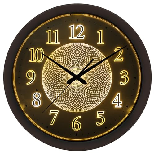 JoFomp Illuminated Indoor/Outdoor Wall Clocks Battery Operated, 13 Inch Large Outdoor Clocks for Patio, Light Up Wall Clocks for Living Room Decor, Outside Clock for Pool, Garden, Deck, Bathroom Decor