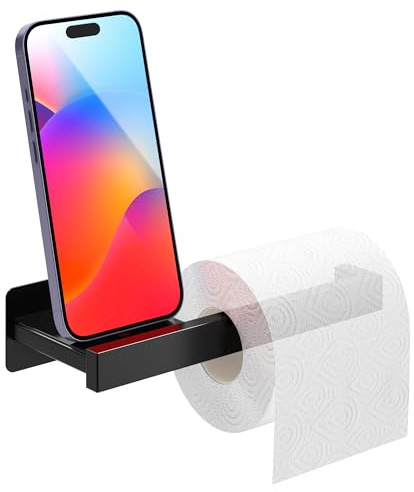 Menz Toilettenpapierhalter ohne Bohren, Schwarz, stilvoller Klopapierhalter, robuster Klorollenhalter, vielseitige WC Papier Halterung, Elegante WC Rollenhalter aus Edelstahl