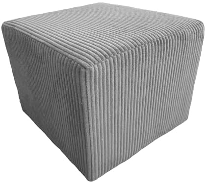Extrasen Hocker Wohnzimmer Sitzhocker - Quadratisch 40 x 40 cm - Sofahocker - Dünner Cord Grau